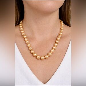 Kenneth Jay Lane 16"-20" Champagne Pearl Necklace - Adjustable Golden Luster